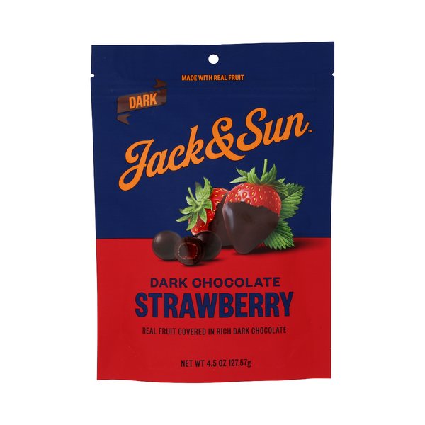 JACK AND SUN:  Dark Chocolate Strawberry Bites, 4.5 oz