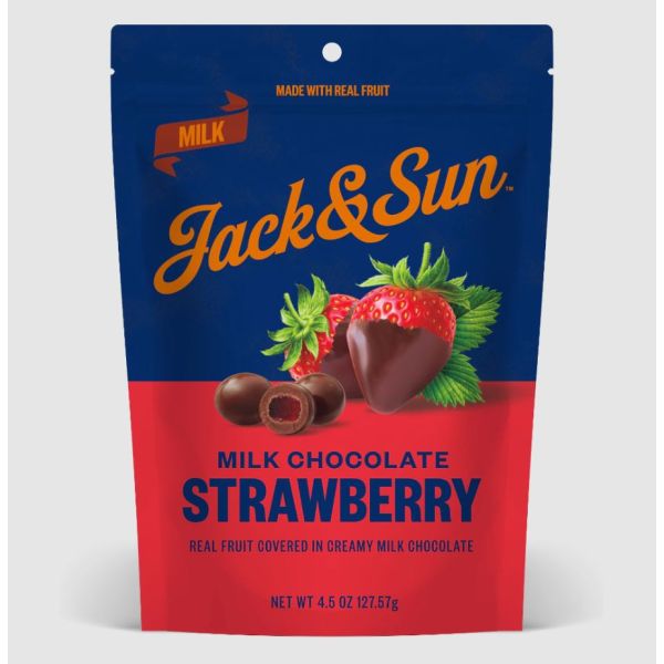 JACK AND SUN: Milk Chocolate Strawberry Bites, 4.5 oz