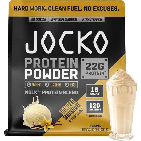 JOCKO FUEL: Vanilla Milkshake Protein Powder, 2.3 lb