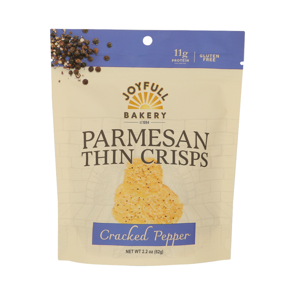 JOYFULL BAKERY: Cracked Pepper Parmesan Thin Crisps, 2.2 oz