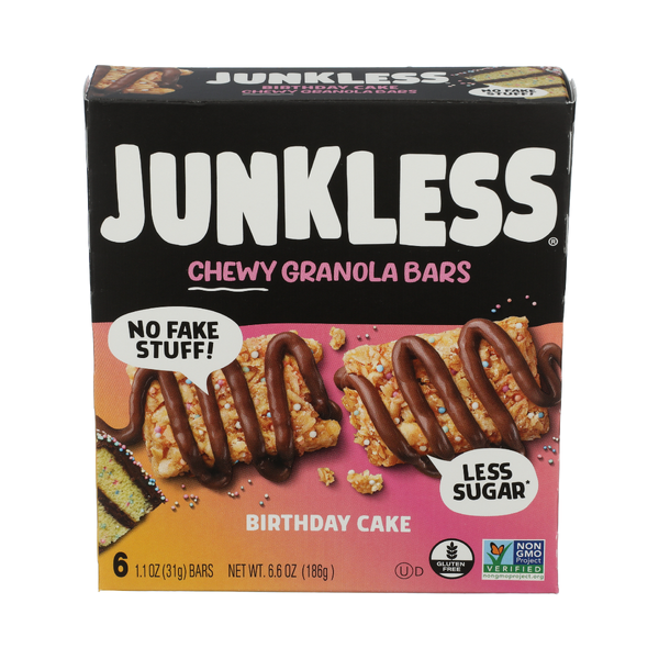 JUNKLESS: Birthday Cake Chewy Granola Bars, 6.6 oz