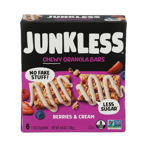 JUNKLESS: Berries and Cream Chewy Granola Bars, 6.6 oz