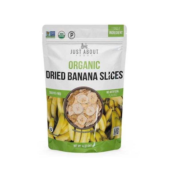 JUST ABOUT FOODS: Organic Dried Banana Slices, 4.5 oz