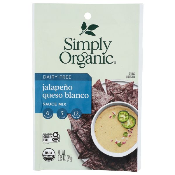 SIMPLY ORGANIC: Dairy Free Jalapeño Queso Blanco Sauce Mix, 0.85 oz