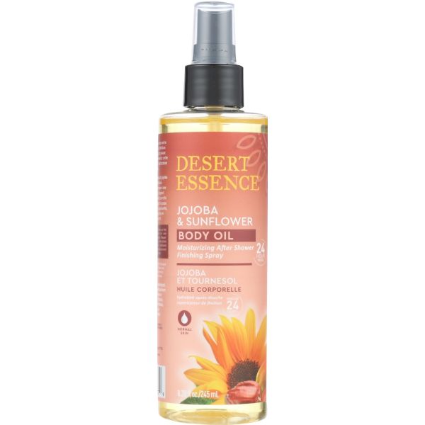 DESERT ESSENCE: Jojoba and Sunflower Body Oil Spray, 8.28 fo