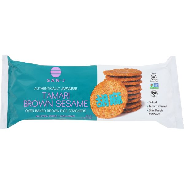 SAN J: Tamari Brown Sesame Brown Rice Crackers, 3.7 oz