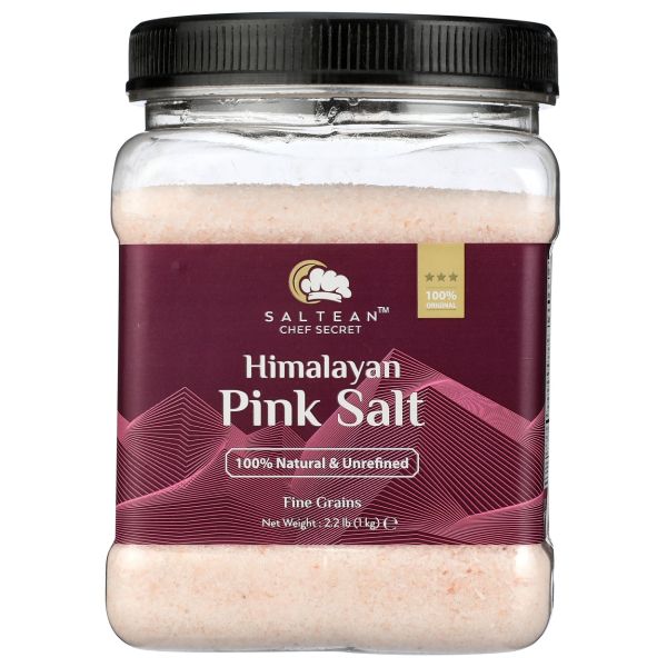 SALTEAN CHEF SECRET: Himalayan Pink Salt Square Grip Jar Fine Grains, 2.2 lb