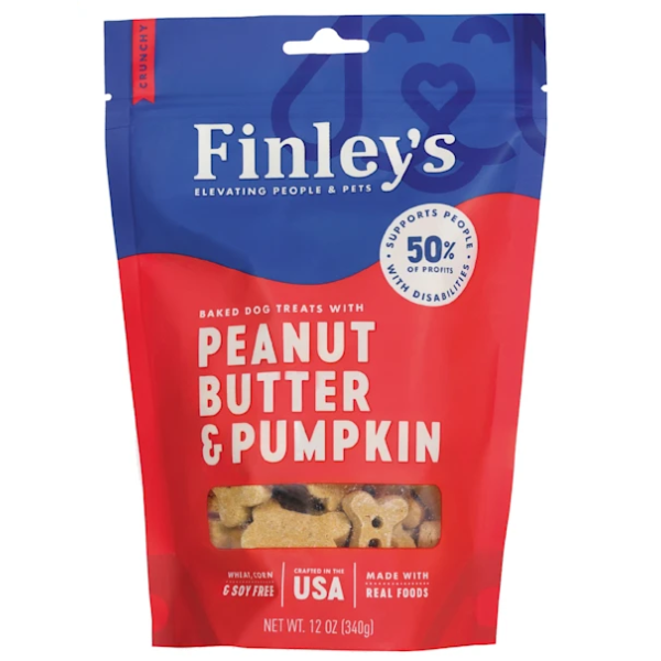 FINLEYS: Peanut Butter Pumpkin Crunchy Dog Biscuits, 12 oz