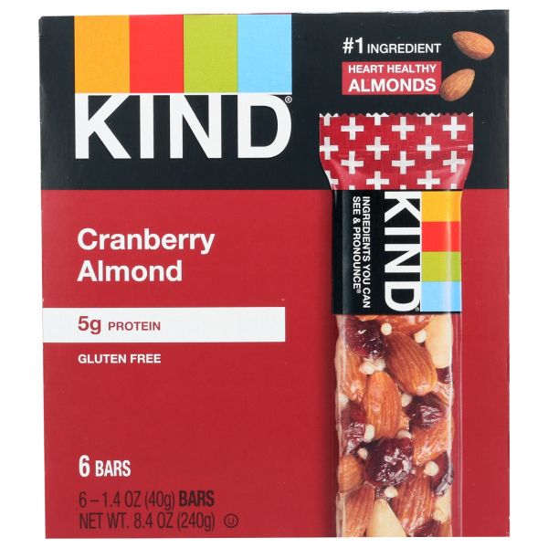 KIND: Cranberry Almond Nut Bars 6Pk, 8.4 oz