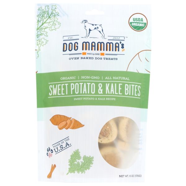 DOG MAMMAS: Organic Sweet Potato and Kale Bites Dog Treats, 6 oz