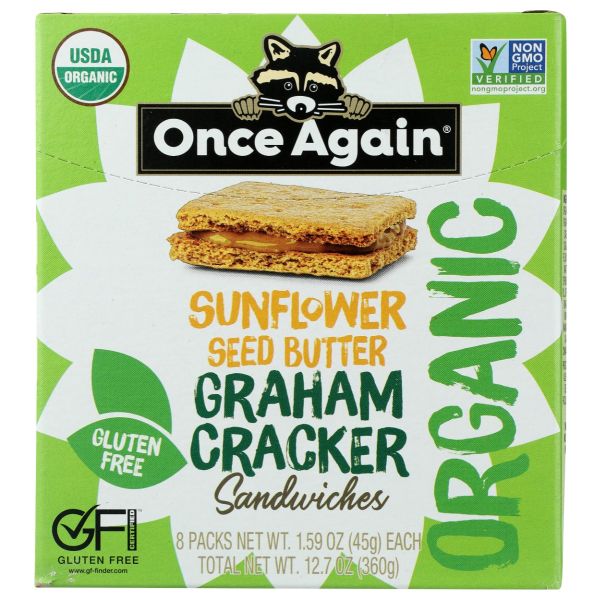 ONCE AGAIN: Sunflower Butter Graham Cracker Sandwiches Organic 8Pk, 12.72 oz