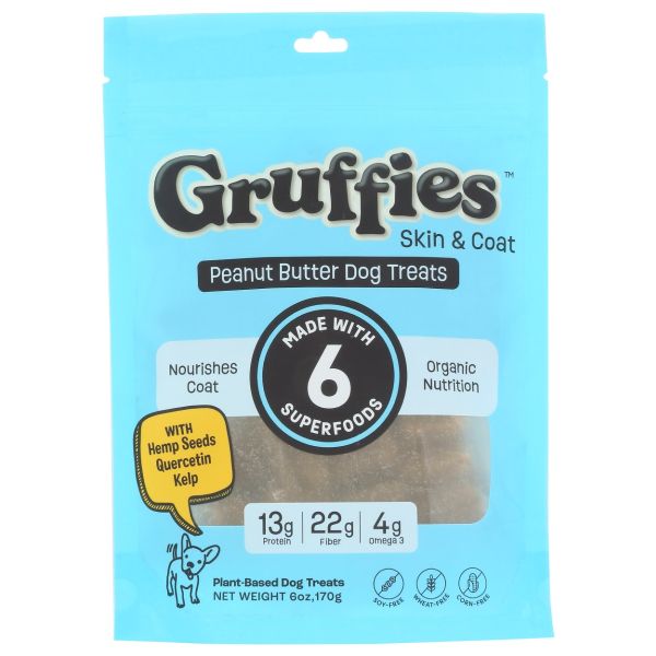 GRUFFIES: Skin and Coat Peanut Butter Dog Treat, 6 oz