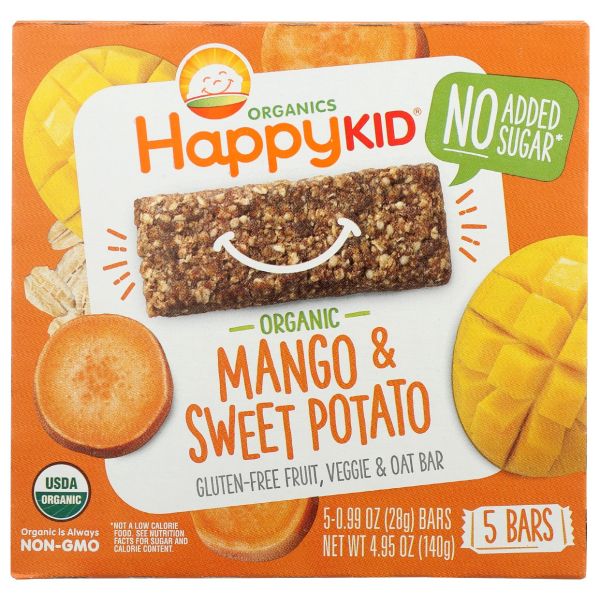 HAPPY KID: Mango and Sweet Potato Fruit Veggie and Oat Bar, 4.95 oz