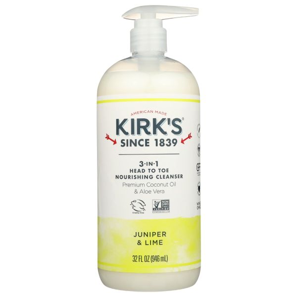 KIRKS: 3 In 1 Head to Toe Nourishing Cleanser Juniper Lime, 32 oz