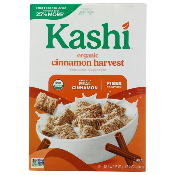 KASHI: Organic Whole Wheat Biscuits Cinnamon Harvest Cereal, 18 oz