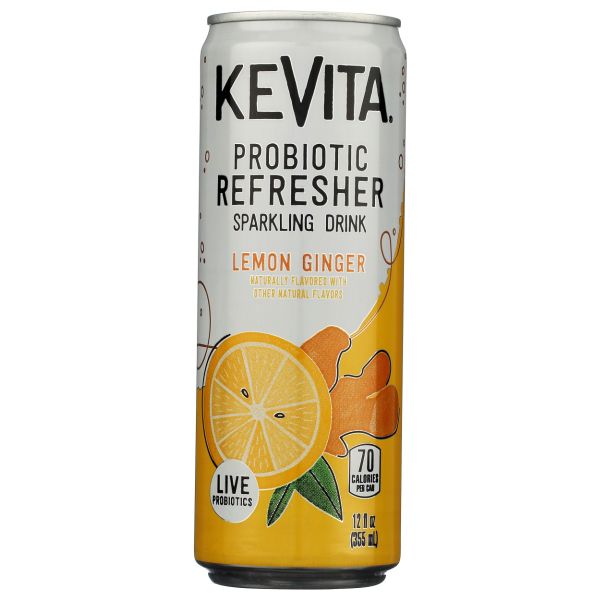 KEVITA: Lemon Ginger Sparkling Probiotic Refresher, 12 fo