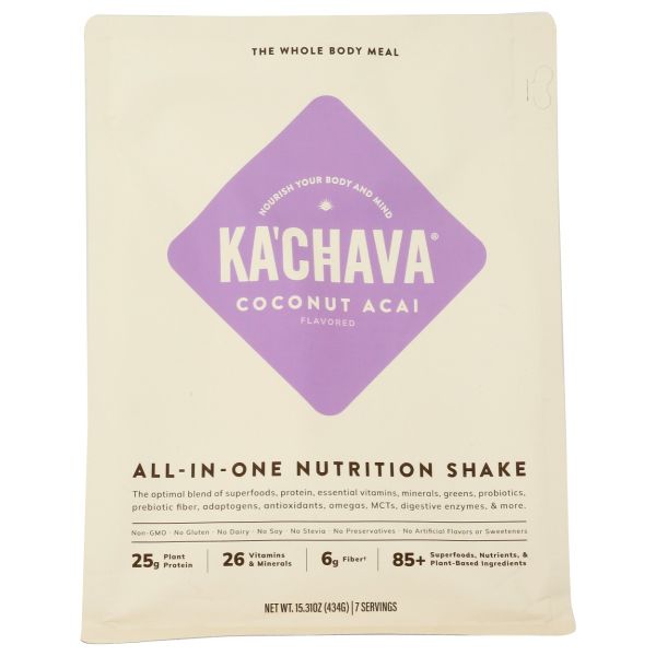 KACHAVA: Coconut Acai All in One Nutrition Shake, 15.3 oz