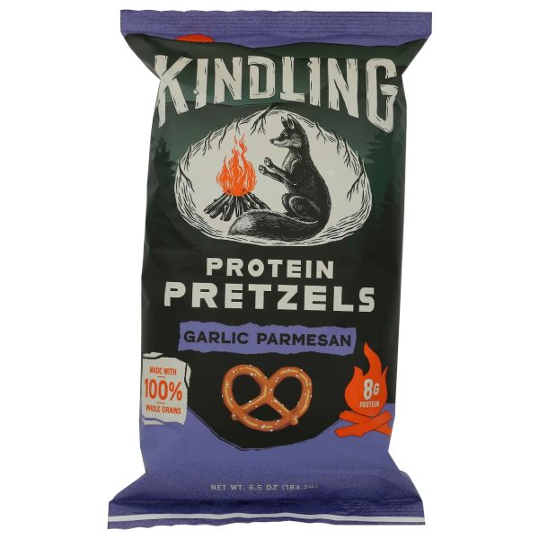 KINDLING SNACKS: Garlic Parmesan Protein Pretzels, 6.5 oz