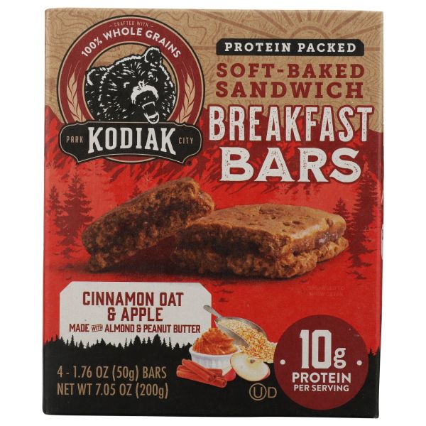 KODIAK: Cinnamon Oat and Apple Breakfast Bars, 7.05 oz