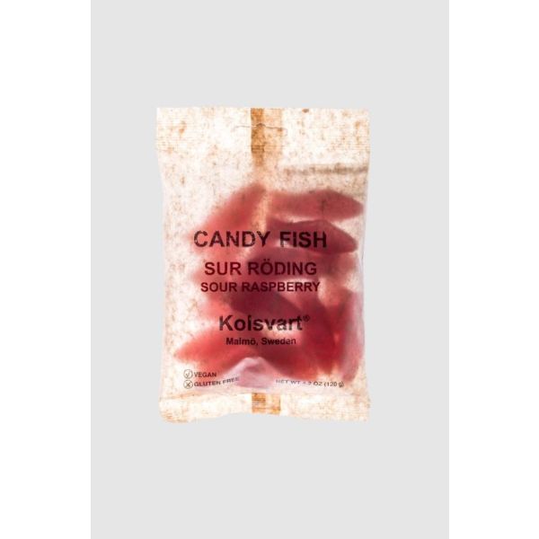 KOLSVART: Sour Raspberry Fish Candy, 4.2 oz
