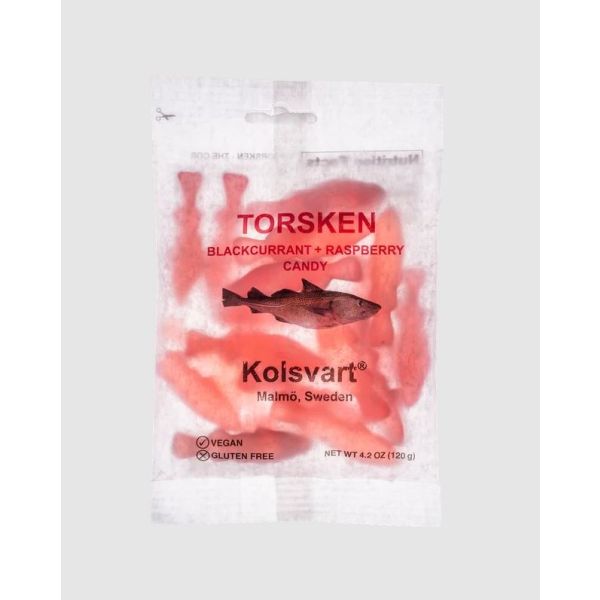 KOLSVART: Blackcurrant and Raspberry Fish Candy, 4.2 oz