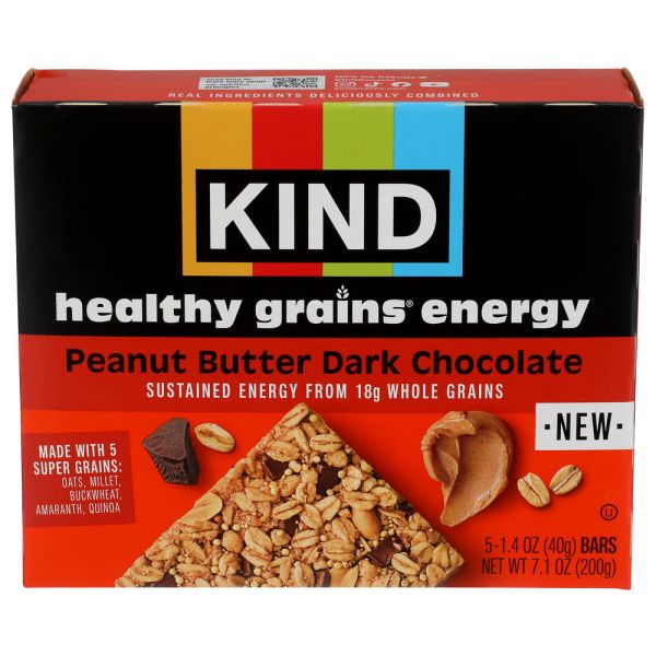 KIND: Peanut Butter Dark Chocolate Healthy Grains Energy Bars 5 Count, 7.1 oz