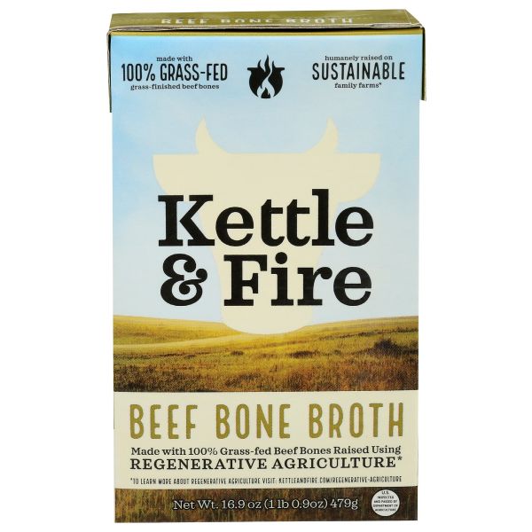 KETTLE AND FIRE: Regenerative Agriculture Beef Bone Broth, 16.9 oz