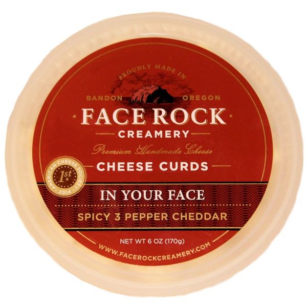 FACE ROCK: Cheese Curds "In Your Face" Spicy 3-Pepper Cheddar, 6 oz