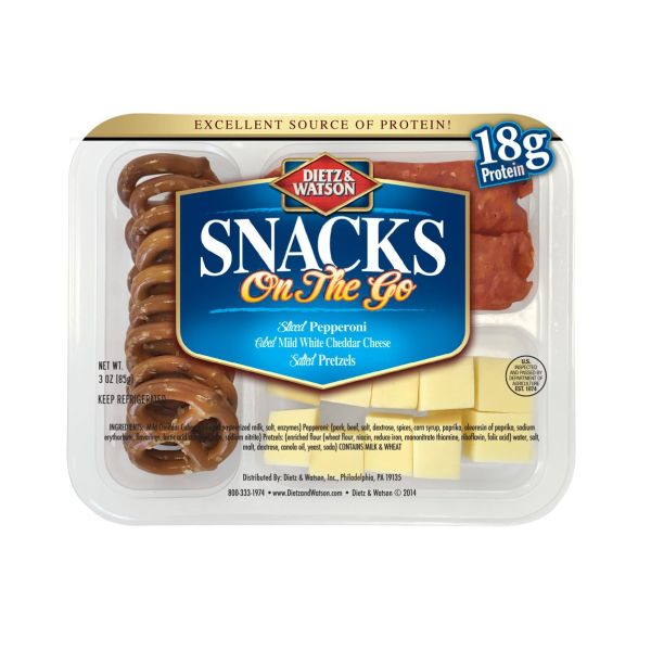 DIETZ AND WATSON: Snacks on the Go Pepperoni and Cheddar Cheese with Pretzels, 3 oz