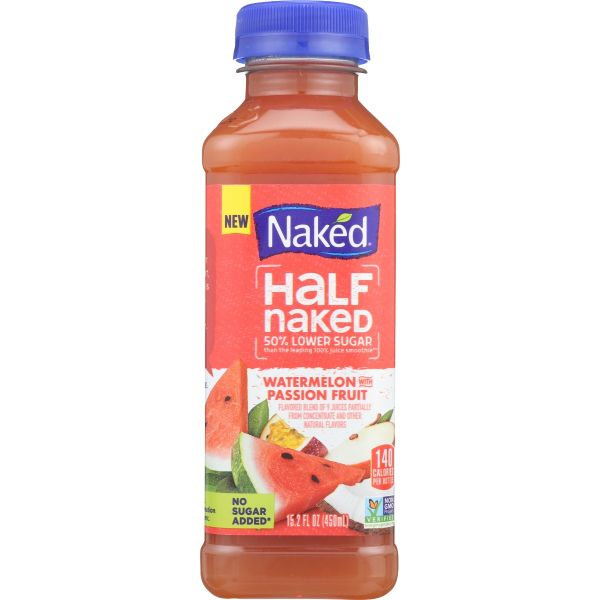 NAKED JUICE: Fruit Smoothie with 50% Lower Sugar Watermelon with Passion Fruit, 15.20 oz