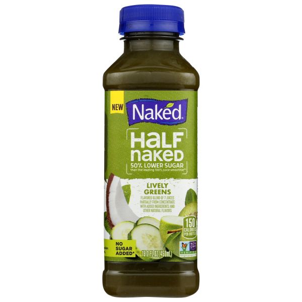 NAKED JUICE: Fruit Smoothie with 50% Lower Sugar Lively Greens, 15.20 oz