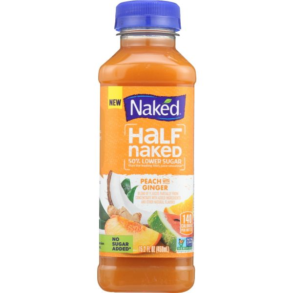 NAKED JUICE: Fruit Smoothie with 50% Lower Sugar Peach with Ginger, 15.20 oz