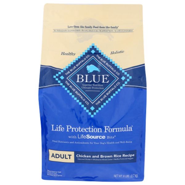 BLUE BUFFALO: Life Protection Formula Adult Dog Food Chicken and Brown Rice Recipe, 6 lb