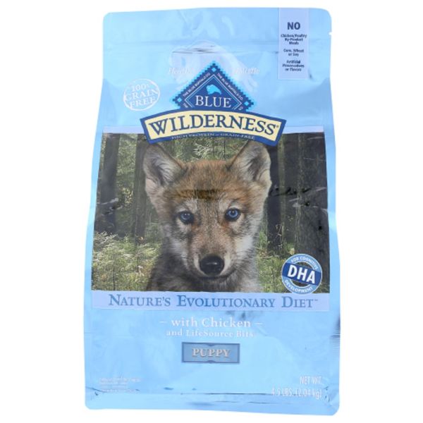 BLUE BUFFALO: Wilderness Puppy Food Chicken Recipe, 4.50 lb
