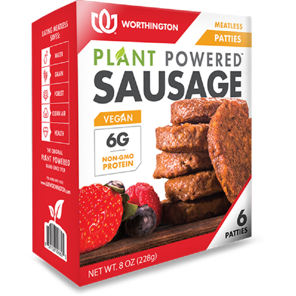 WORTHINGTON: Meatless Sausage Patties, 8 oz