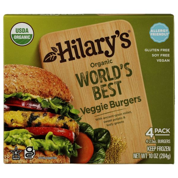 HILARY'S: Organic World's Best Veggie Burgers, 10 oz