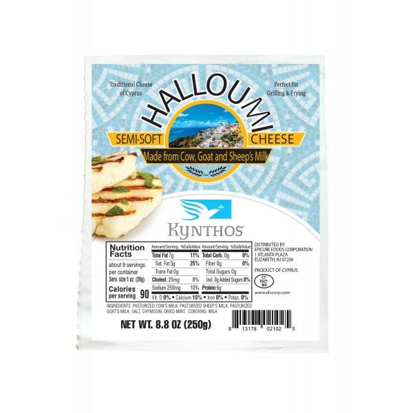 KYNTHOS: Halloumi Semi-Soft Cheese, 8.8 oz