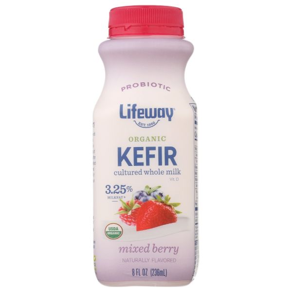 LIFEWAY: Kefir Whole Milk Organic Mixed Berry, 8 oz