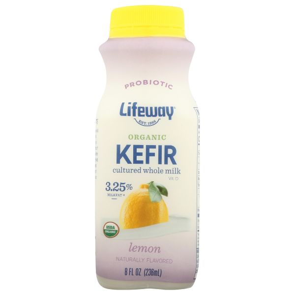 LIFEWAY: Kefir Whole Milk Organic Lemon, 8 oz