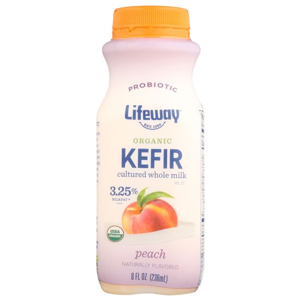 LIFEWAY: Kefir Whole Milk Organic Peach, 8 oz