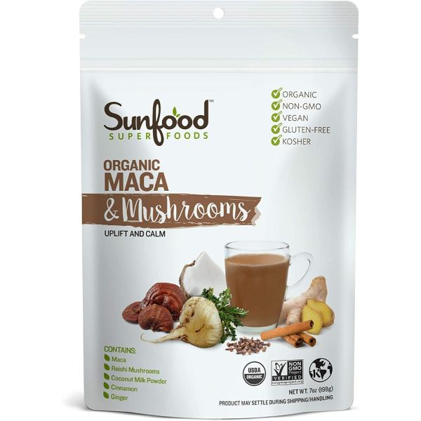 SUNFOOD SUPERFOODS: Maca & Mushroom Powder Organic, 7 oz