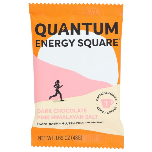 QUANTUM ENERGY SQUARES: Bar Dark Chocolate Pink Himalayan Salt, 1.69 OZ