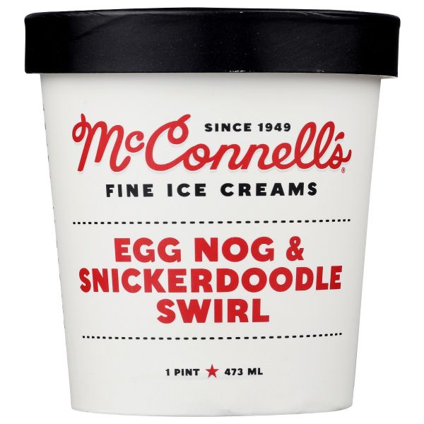 MCCONNELLS FINE: Egg Nog & Snickerdoodle Swirl Ice Cream, 1 pt