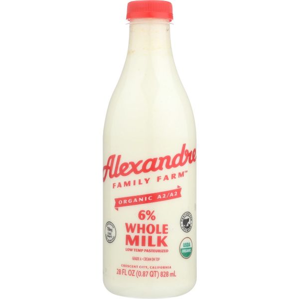 ALEXANDRE FAMILY FARM: Organic A2A2 Cream Top Whole Milk, 28 fo