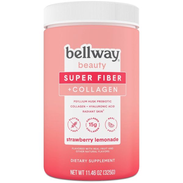 BELLWAY: Super Fiber Plus Collagen Strawberry Lemonade Powder, 11.46 oz