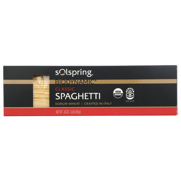 SOLSPRING: Organic Spaghetti Durum Wheat Pasta, 16 oz