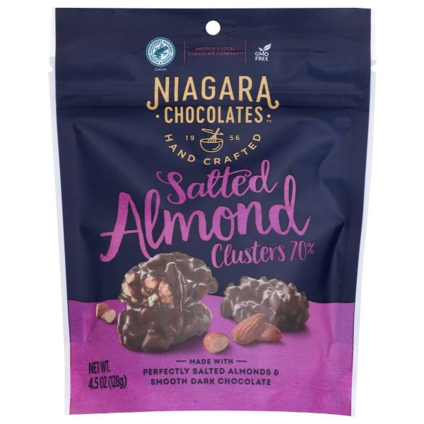 NIAGARA: 70% Dark Chocolate Salted Almond Clusters, 4.5 oz
