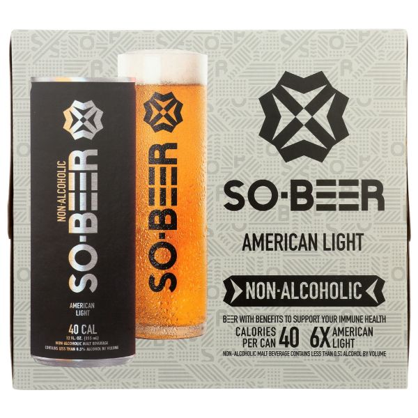 SOBEER: Beer Non Alcoholic American Light Lager 6 Beer, 72 FO