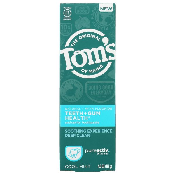 TOMS OF MAINE: PureActiv Teeth + Gum Health Cool Mint, 4.0 oz