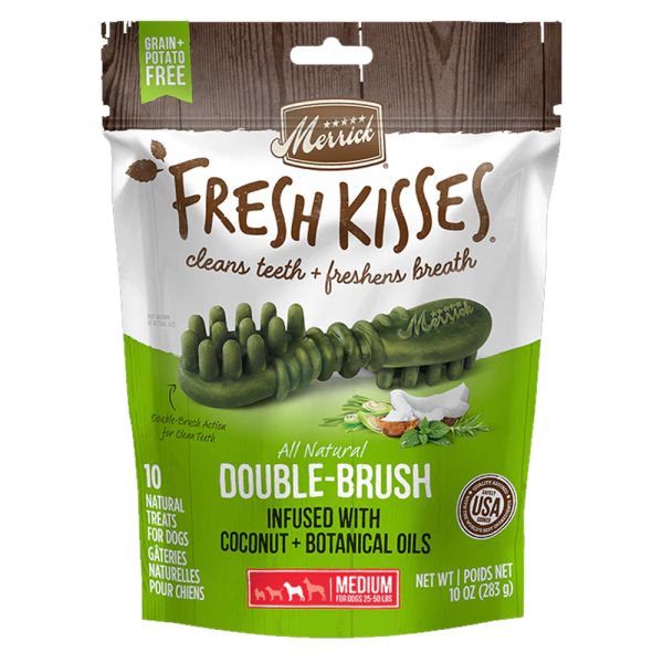 MERRICK: Fresh Kisses Coconut Oil Double Brush Medium, 10 oz